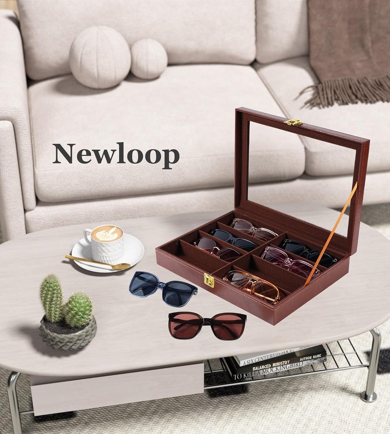 NEWLOOP Store Sunglasses Organizer Multiple Pairs of Glasses Display Case Sunglass Hard Shell Storage Box for Women Men 12/16 Slots - Image 2